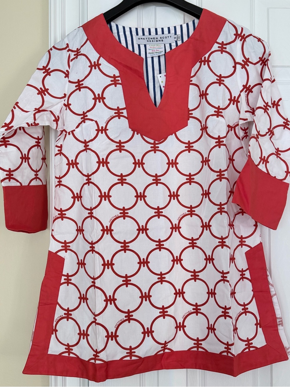 Gretchen Scott Designs Coral Chains Classic V-Neck Tunic Top Swim Cover-Up NWT